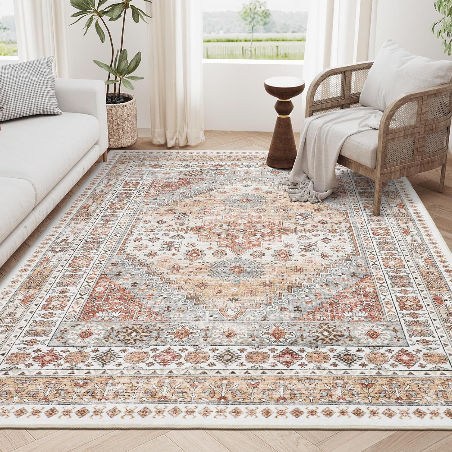 Cross-Border Persian Carpet Living Room Stain-Resistant and Wear-Resistant Coffee Table Bedroom Bedside Blanket Non-Slip Large Area Full Floor Mat Ready for Sale