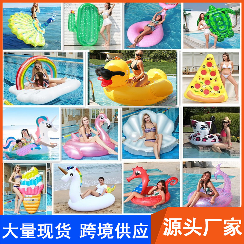 Cross-border adult floating row large water inflatable bed Mount unicorn floating bed yellow duck swimming ring factory wholesale
