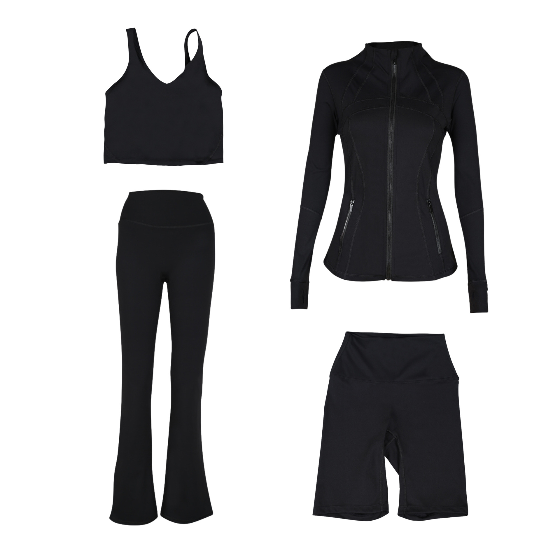 Dames sportkleding set slim fit u-hals top en flared broek_voghion.com