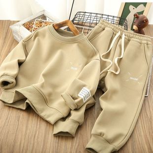 Cross-Border Ins Popular Children's Clothing Set Spring and Autum Letter Embroidered Sweatshirt Set for Children Two Pieces