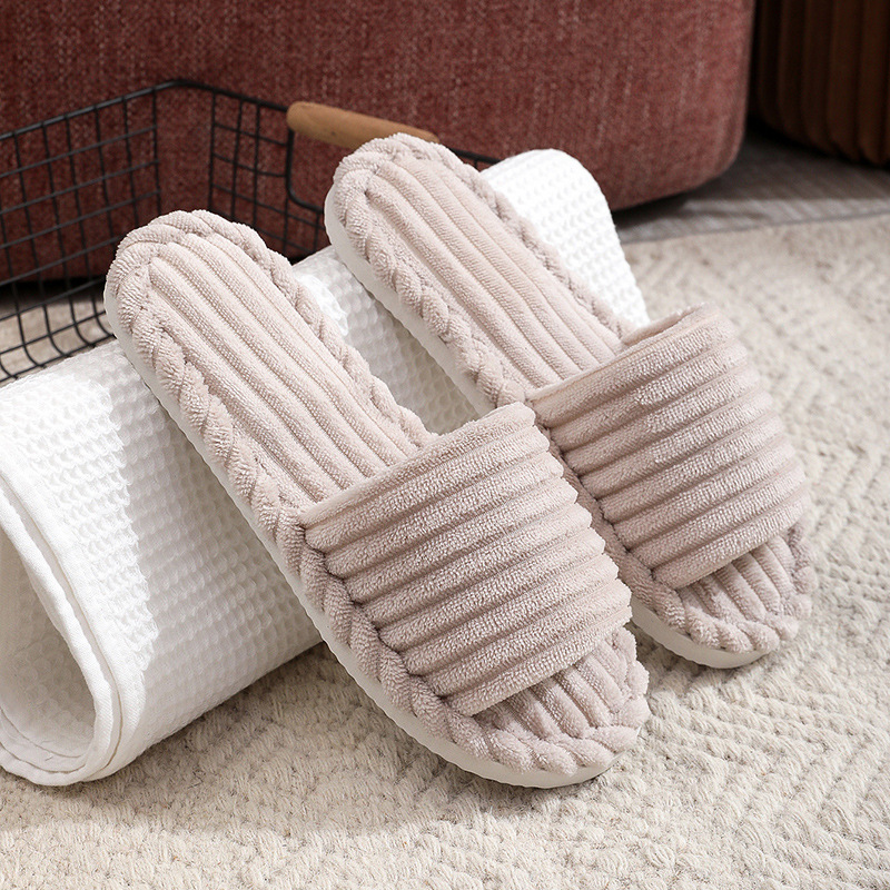Apertura transfronteriza damas otoño y invierno interior y exterior calentamiento de tela de peluche zapatillas de algodón zapatillas de espuma femenina