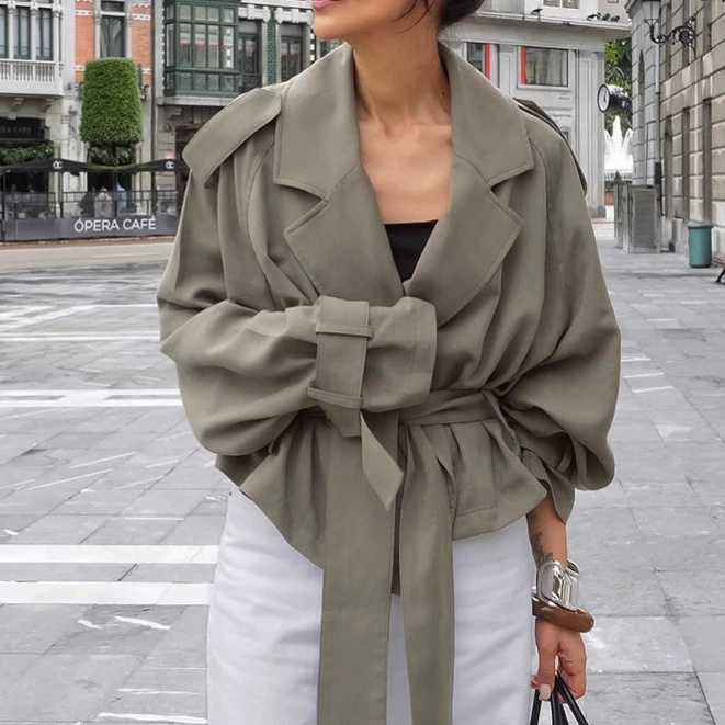 Куртка для отдыха, trench coat, осень, европейский стиль, стиль высокого качества, яркий запоминающийся стиль