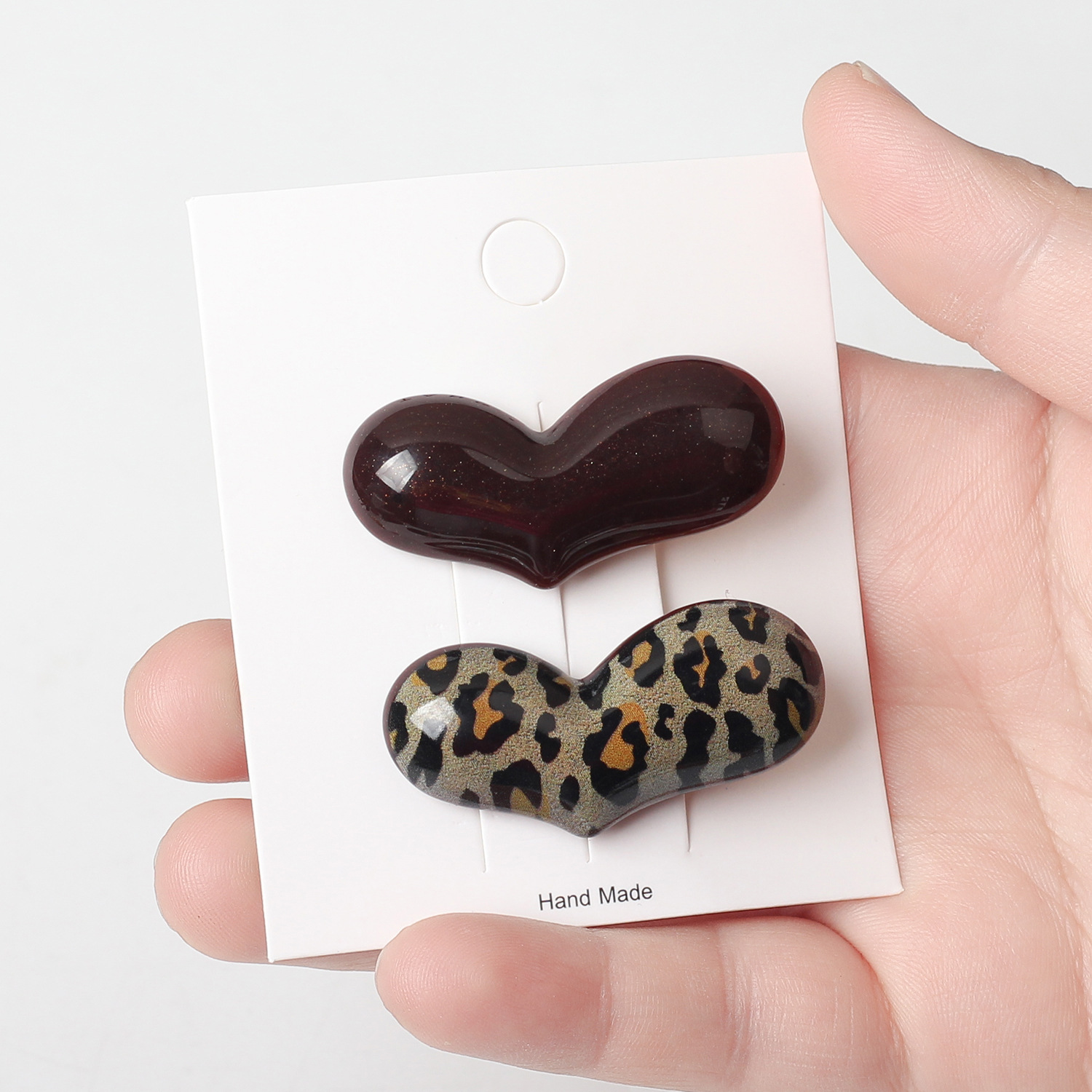 Pinza para el cabello con estampado de leopardo de metal retro color café textura horquilla de alta calidad estilo maduro clip de pico de pato dulce y picante flequillo lateral