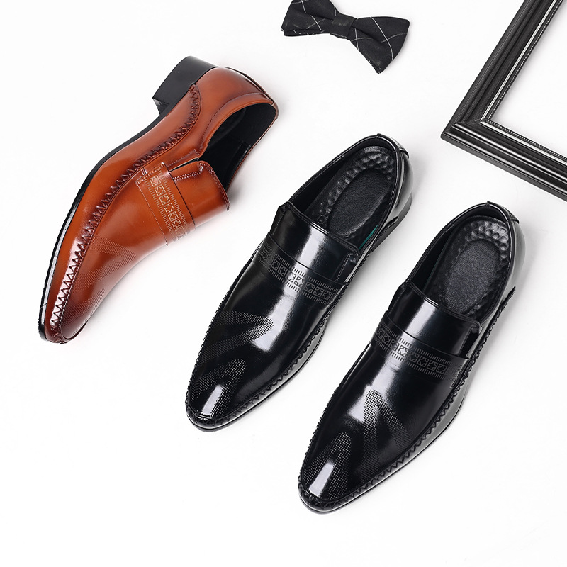 Leather shoes men's summer new breathable new business formal men's casual shoes_voghion.com