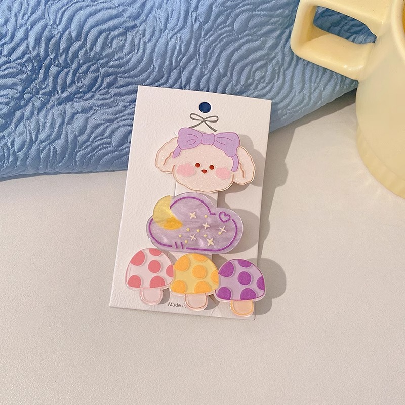 Caricatura encantadora pinza de pelo japonesa mujer lateral roto cabello de una palabra pinza de cabello para niños pequeños pinza de cabello de boca de pato