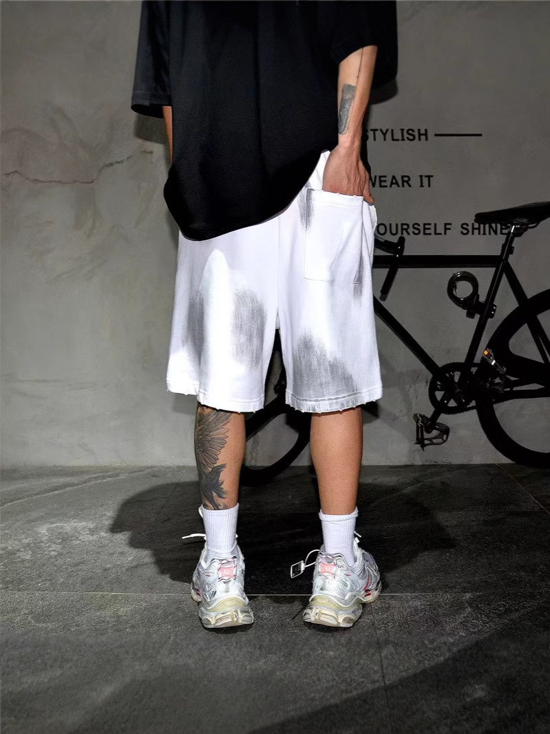 Comercio exterior marca de tendencia transfronteriza dibujada a mano hace viejos pantalones de verano pantalones retro pantalones deportivos casuales pantalones de estilo de vestir