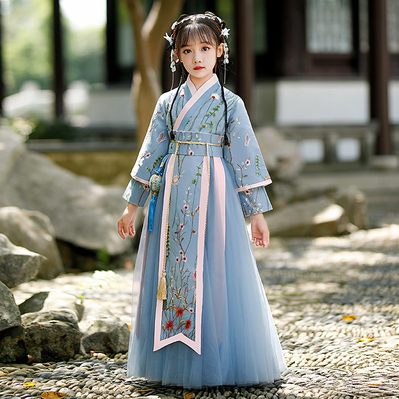 Chinese girls hanfu children Kids Hanfu princess cosplay fairy dresses girls fairy Kids Hanfu princess cosplay fairy dresses girls embroidery Ru skirt clothing