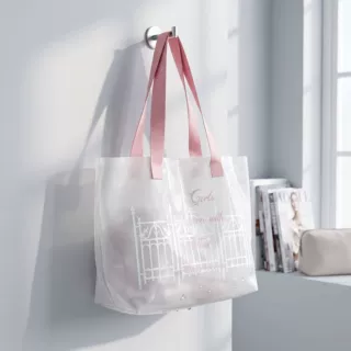 秋季乳白色PVC手提袋购物袋大容量时尚高颜值防水袋