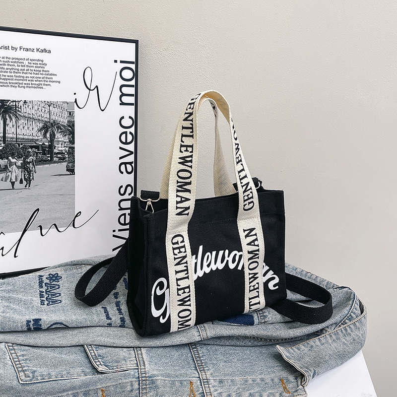 GentleWoman hombro letras bolso de lona portátil 2025 nuevo tailandés nicho transfronterizo bolso de hombro