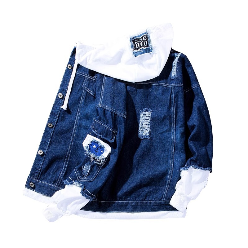 Primavera y otoño nueva chaqueta de mezclilla de costura de los hombres de estilo coreano marca de moda casual uniforme de béisbol chaqueta de pareja a juego