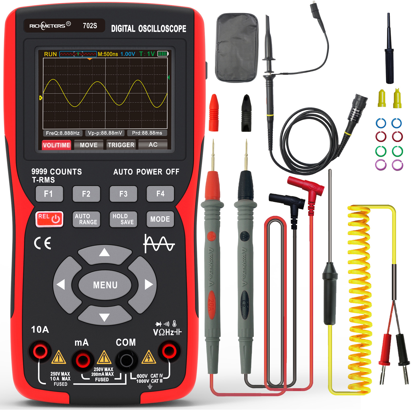 702S 示波器万用表 Digital Oscilloscope Multimeter 9999 Count