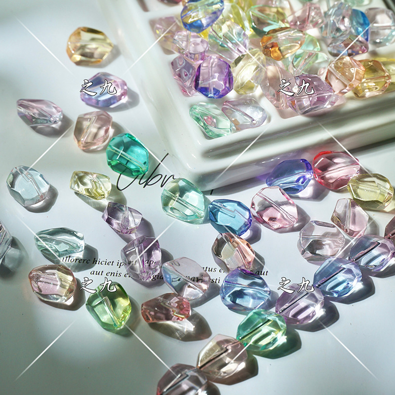 Wholesale 12X16mm imitation natural powder amethyst irregular glass loose beads diy handmade beaded necklace material