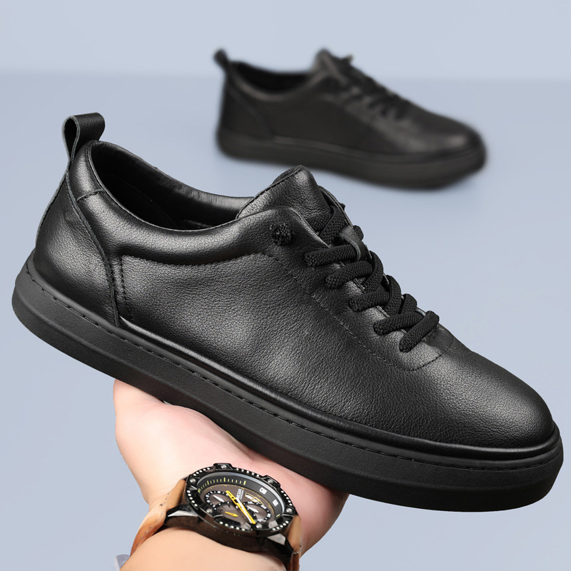 La primera capa de cuero de vaca nuevos zapatos casuales de hombre, cuero transpirable, zapatos blancos, zapatos de cuero de hombre, zapatos de skate, zapatos de hombre