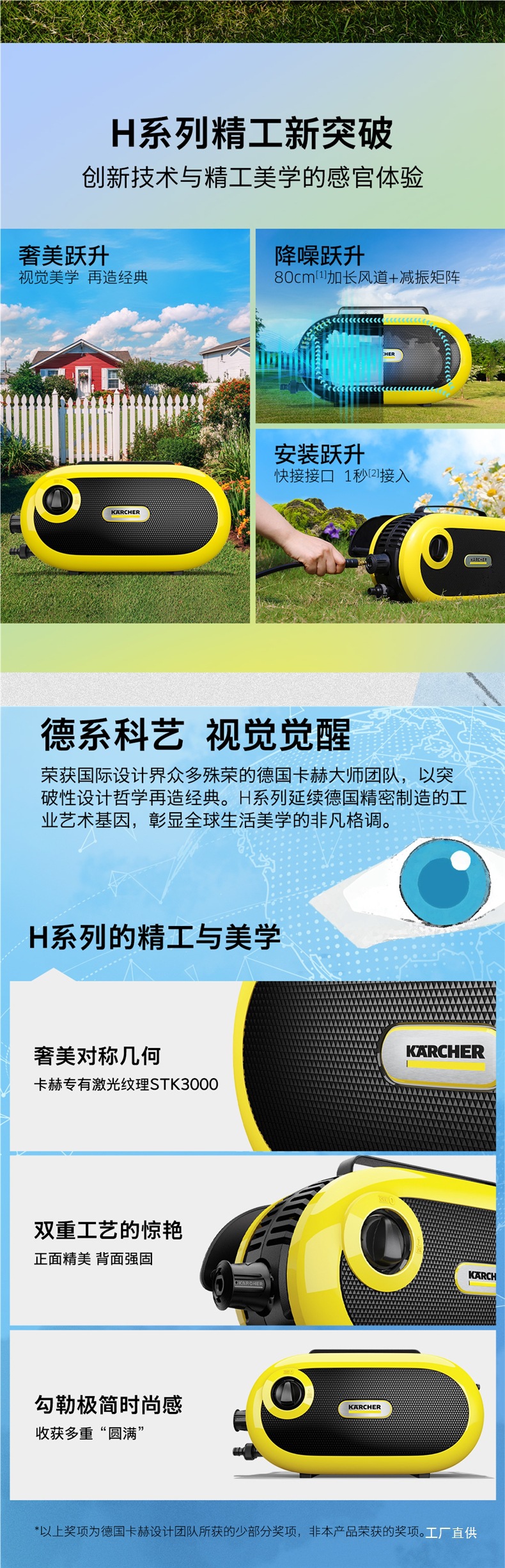 German Kärcher Car Washing Machine 220V High-Pressure Household Water Gun New Portable Artifact Cleaning High-Power King Kong H3