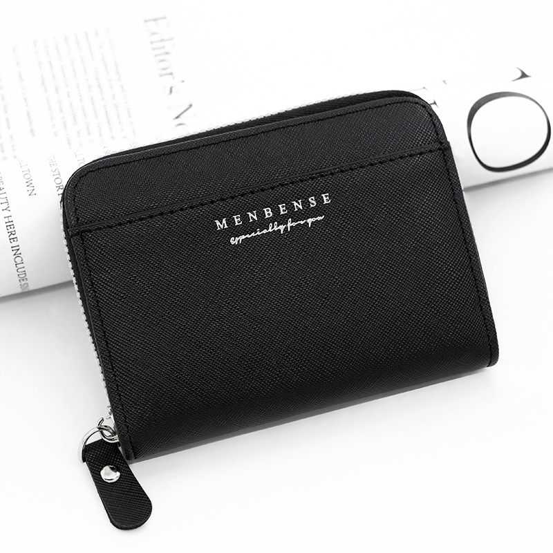 Hombres de la moda de cremallera corta cartera de embrague de negocios de la vendimia monedero bolsa de identificación de color sólido carta cartera