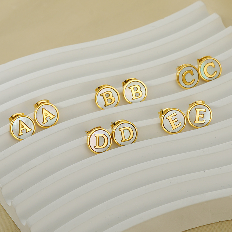 Ear Studs Classification 1 Pair Quantity Fashion Letter Titanium Steel Plating Ear Studs 1 Pair