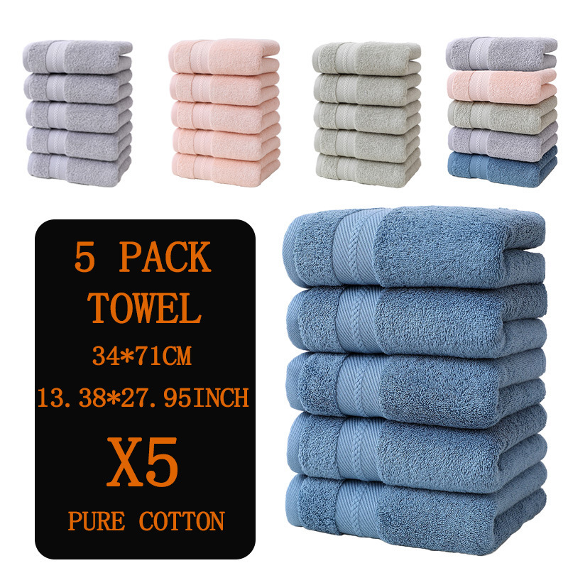 Cross-Border Foreign Trade Wholesale Plain Color Broken Towel Pure Cotton Soft Absorbent Adult Face Towel Face Towel Pure Cotton Set