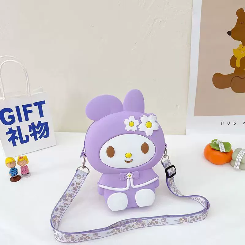 Children's bag, cartoon brand wallet, fashionable silicone shoulder bag