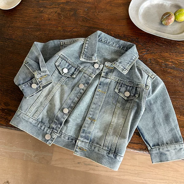 Children's Denim Jacket 2026 Spring and Autumn New Korean Style Boys' and Girls' Stylish Retro Cardigan Baby Top Trendy