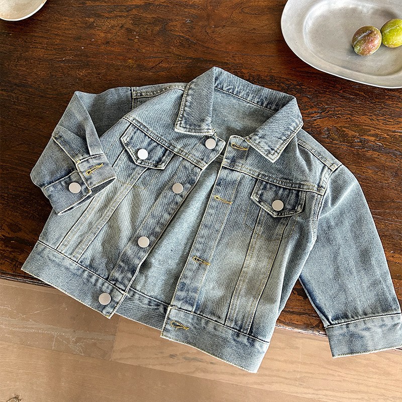 Children's Denim Jacket 2026 Spring and Autumn New Korean Style Boys' and Girls' Stylish Retro Cardigan Baby Top Trendy Children's Denim Jacket 2026 Spring and Autumn New Korean Style Boys' and Girls' Stylish Retro Cardigan Baby Top Trendy