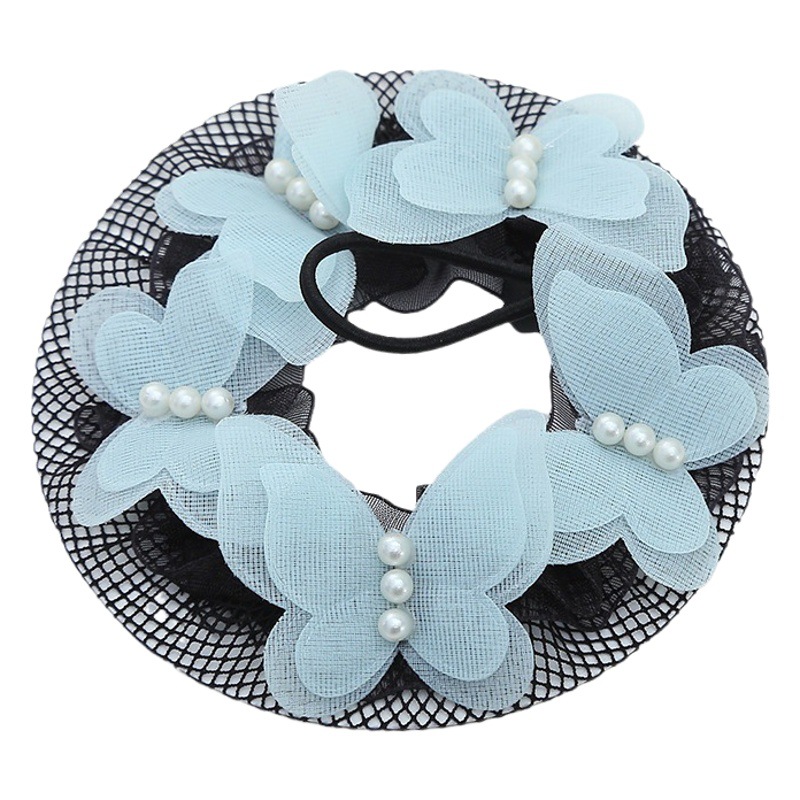 Children's Ballet Latin Dancing Test Hair Net Chiffon Highlight Pearl Hair Boiler Girl's Ball Head Butterfly Head Flower