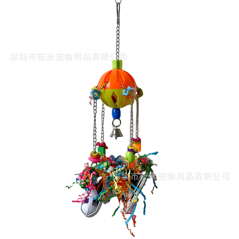 Попугай игрушка птица колокольчик мяч откусить игрушка холщовая обувь бумажная проволока тянуть разрыв укус шлифовальный рот снимающая душная игрушка кулон