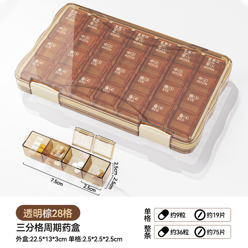 Medicine Box for Seven Days a Week, Travel Transparent Medicine Box, Portable Medicine Box, Medicine Dispensing Box, Medicine Storage Box, Cross-Border Medicine Box