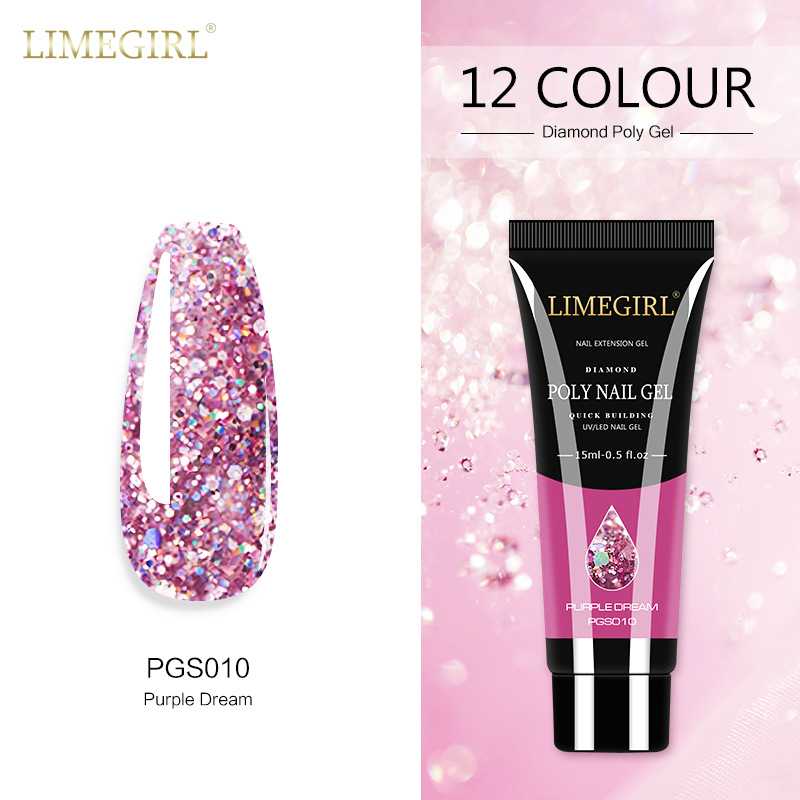 12 colores pegamento de extensión de brillo de uñas pegamento de extensión de lentejuelas de uñas pegamento de extensión rápida indolora Glitter pegamento de extensión de cristal