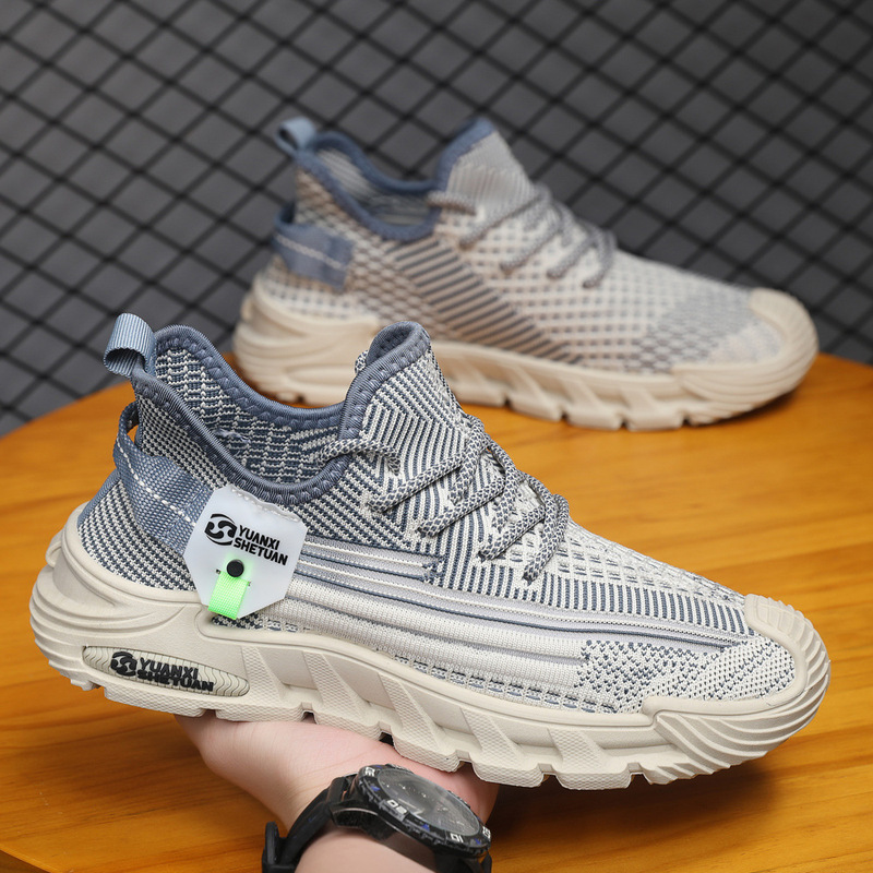 Men's Trendy Summer Fly-Knit Sneakers, Breathable Mesh Soft-Soled Casual Sports Shoes, Men's Trendy Shoes, Versatile Casual Shoes