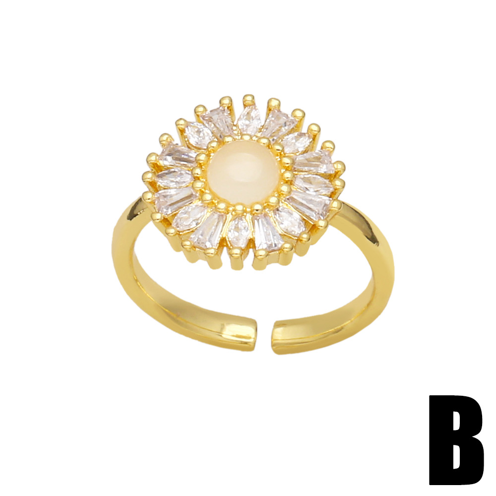 Fashion Star Moon Copper Open Ring Plating Inlay Zircon Copper Rings