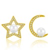 Fresh platinum universal earrings from pearl, diamond encrusted