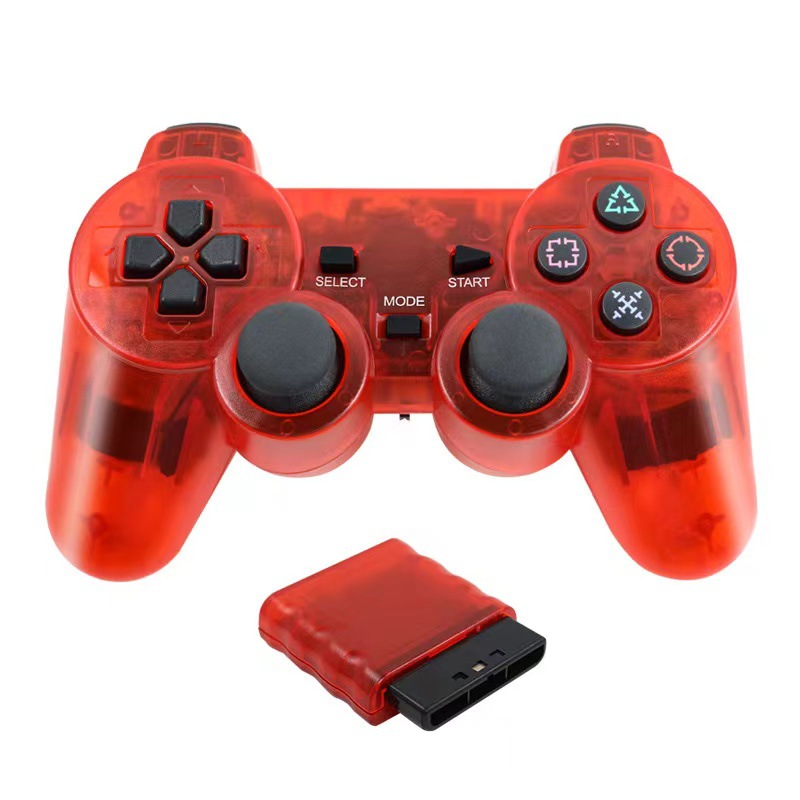 Controlador inalámbrico transfronterizo de 2.4g para PS2, vibración dual, transparente, colorido, controlador de juegos P2, tecla de copo de nieve, fábrica en stock