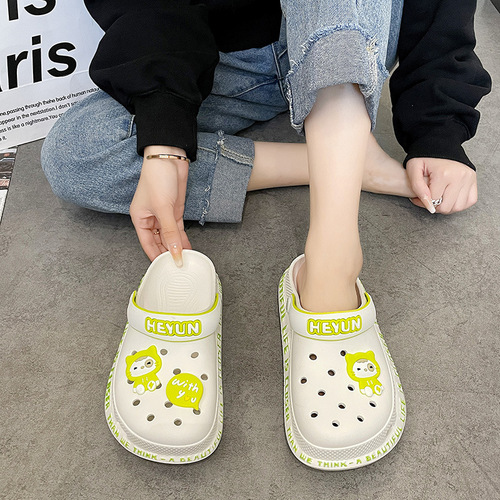 Slippers for women to wear summer Korean style cute ins fairy style nurse toe-toe half slippers thick-soled beach clogs
