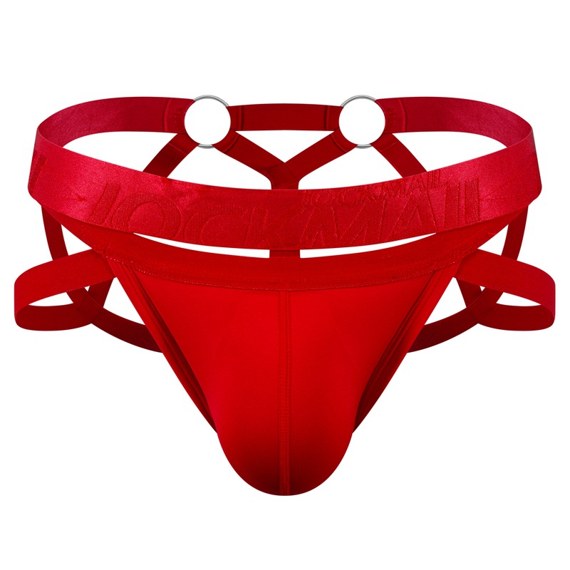 Ropa interior de los nuevos hombres hip lifting sexy Tanga transparente seda de hielo vinculante transparente sexy anillo de acero vendaje hueco tentación
