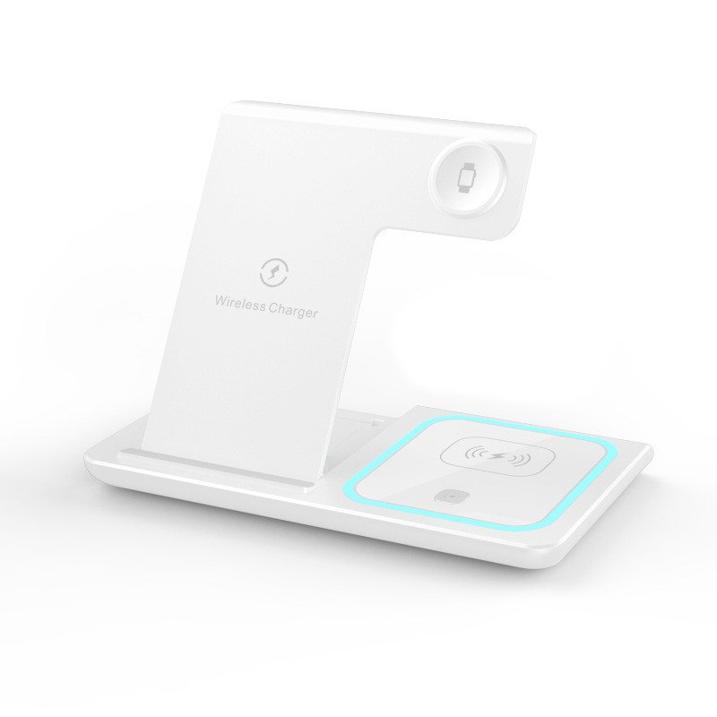 厂家跨境热销QI无线充 三合一15W可折叠桌面充电支架无线充电器