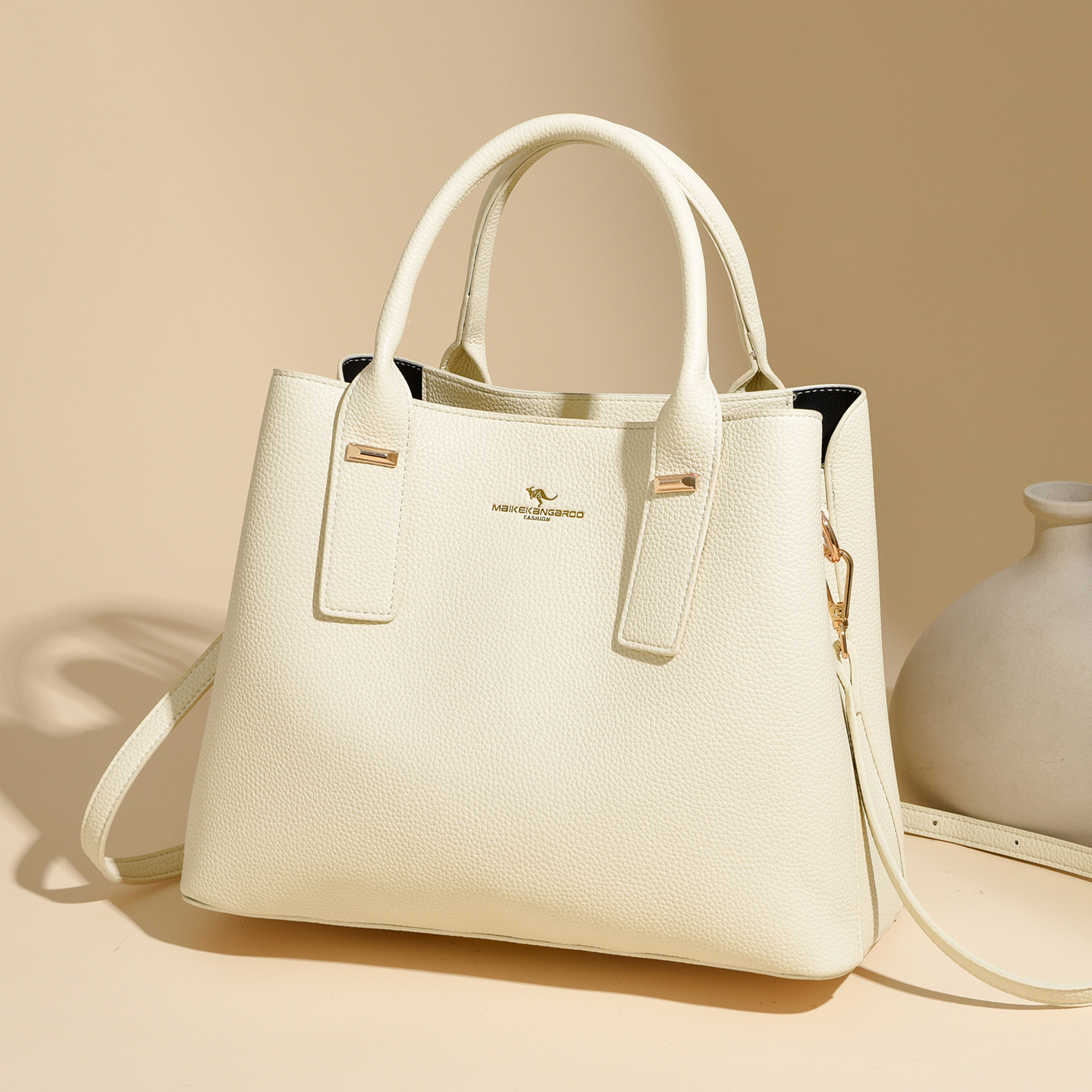 Women's Elegant Soft PU Leather Handbag Versatile Shoulder Crossbody Bag Large Capacity Daily Use Tote With Zipper Closure_voghion.com