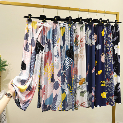 新全棉綢睡褲女士薄款大碼寬松外貿網紅長褲孕婦單褲闊腿褲可外穿