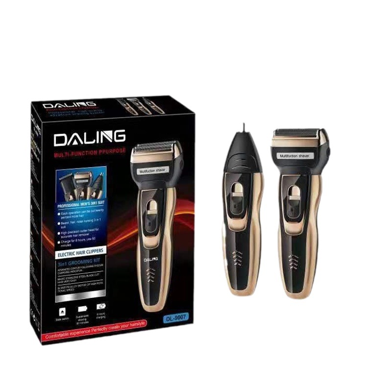 Afeitadora Eléctrica Daling DL-9007 Tres en Uno, Maquinilla de Afeitar Recargable, Recortadora de Barba de Alta Potencia Transfronteriza