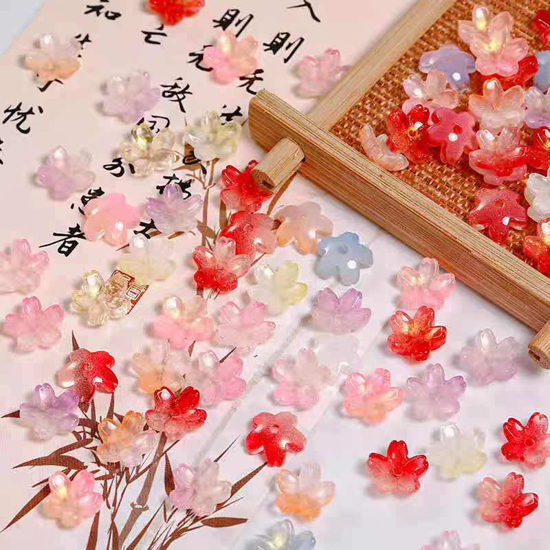 Wholesale 10mm Stereo Cherry Blossom Glazed Medium Hole Flowers DIY Handmade Antique Hairpin Headdress Material