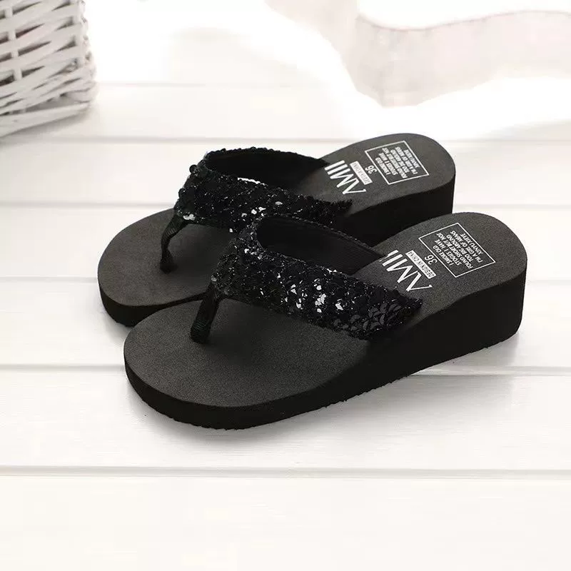 Зелёные обувь-подлежат шлепанцы Black high flip flops, платформа-слид, нескользящая обувь, обувь