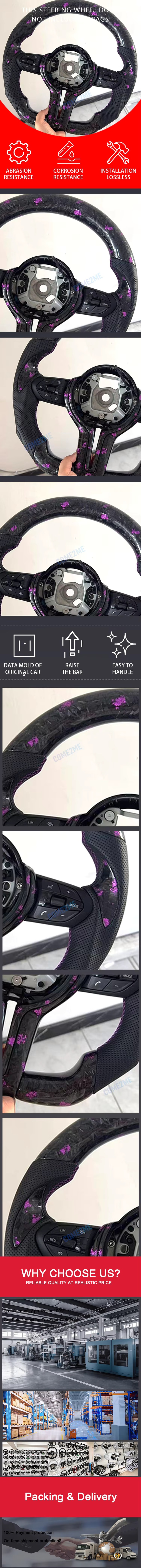 Purple Forged Carbon Fiber Steering Wheel with Patch for BMW M3 M4 M5 F21 F22 F31 F32