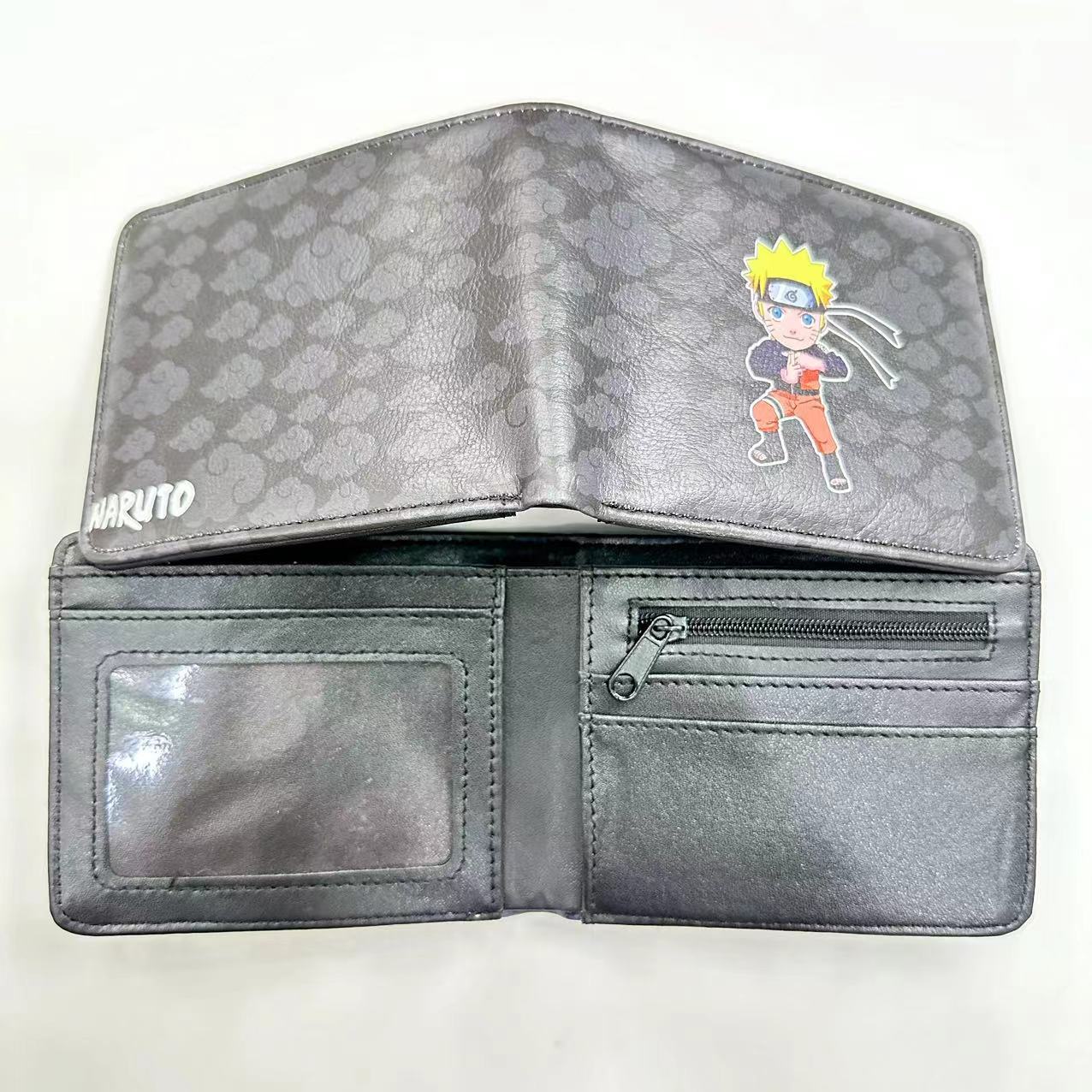 Hokage billetera Ninja Boy Sasuke Naruto nuevo tipo de bolso de tarjetas, bolso de cambio de dibujos animados Fuego Nube, cartera de cambio PU, bolso de piel