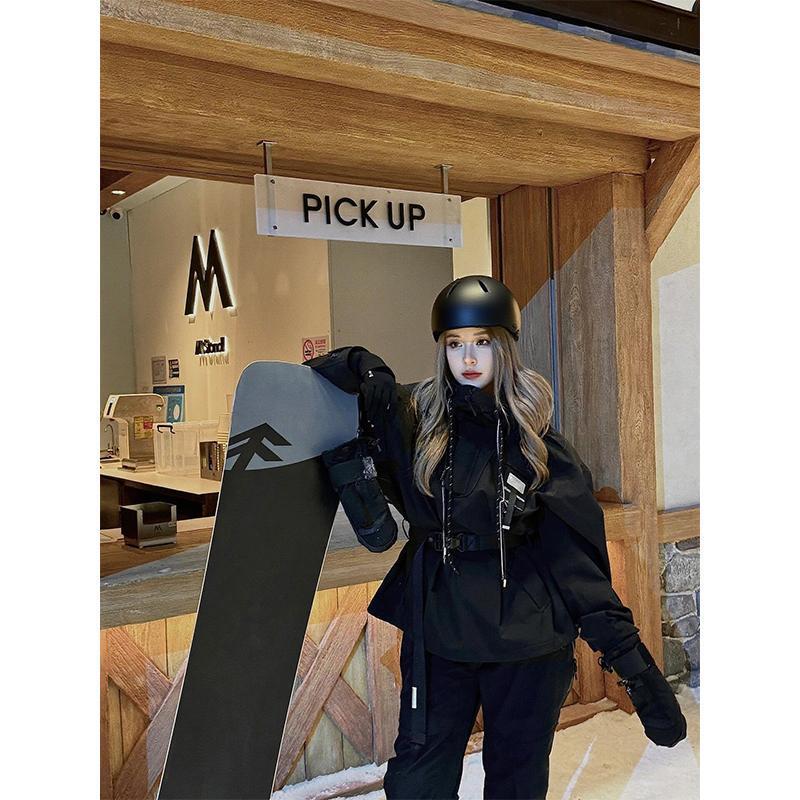 FUYAN黑色修身滑雪服套装女2025冬新款超好看防风防寒单双板雪衣|undefined