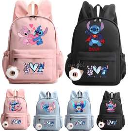 兔耳小书包小学生青少女小书包卡通图案印花双肩背包户外旅行包