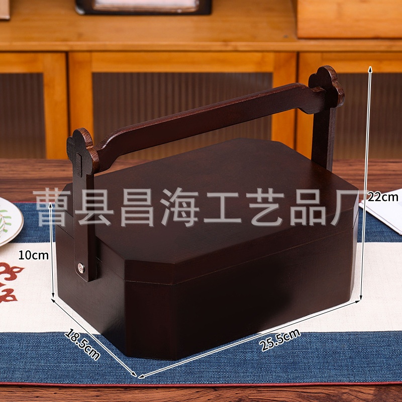 創意復古提青提箱実木中秋月餅春節菓子端午節ちまき手提げ食品礼箱|undefined