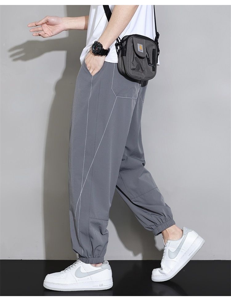 Quần jogger nam bo gấu dài ống bó, chất liệu băng lụa mỏng mùa hè, form rộng thùng thình, phong cách thể thao, nhiều size từ M đến 8XL — màu đen, màu xám đậm, màu kaki chi tiết 21