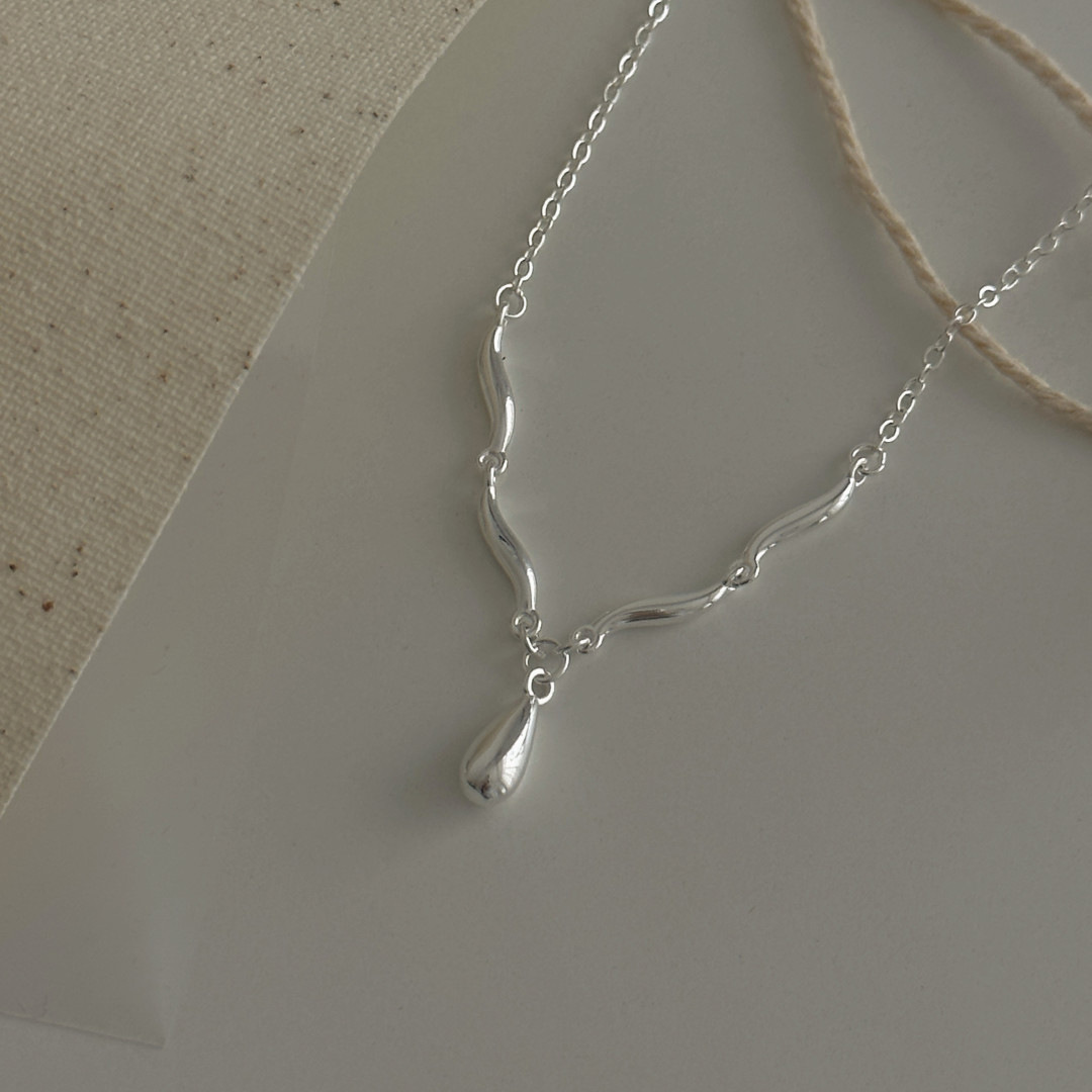 8g Weight 925 Silver Pendant Material Pendant Necklace Classification 925 sterling silver Chain Material 1 Piece Quantity Holiday, Daily Occasion Sterling Silver Material Waves Pattern Women's Gender Plating Design Simple Style Style Sterling Silver Plating Waves Pendant Necklace