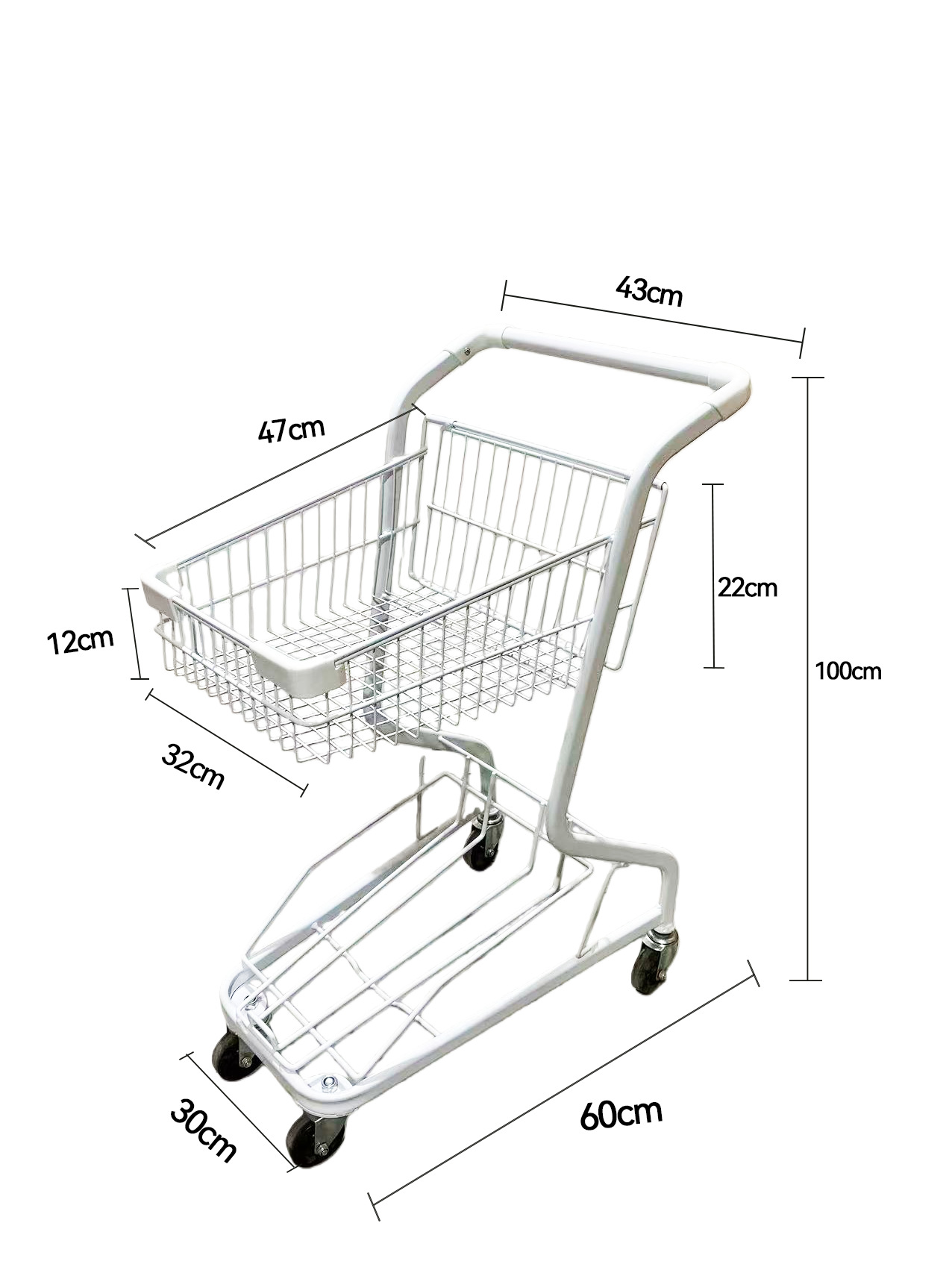 Supermercados multifuncionales agarran carritos de muñecas, centros comerciales de dos pisos, carritos de compras, puestos rojos de la red, carritos domésticos