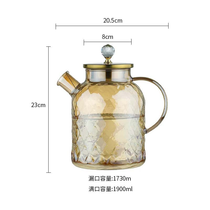 リビングルームの大きな口の水の壺にダイヤモンドの玉がついています。ステンレスの蓋蘭陵壺の夏の新型の琥珀色の冷たい水筒セットです。|undefined