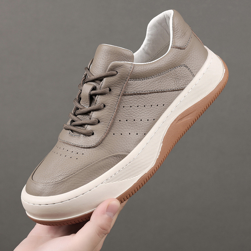 Cabeza de cuero de vaca de otoño nuevos zapatos casuales de hombre cuero transpirables zapatos de mango zapatos de cuero de hombre zapatos de suela gruesa zapatos de hombre